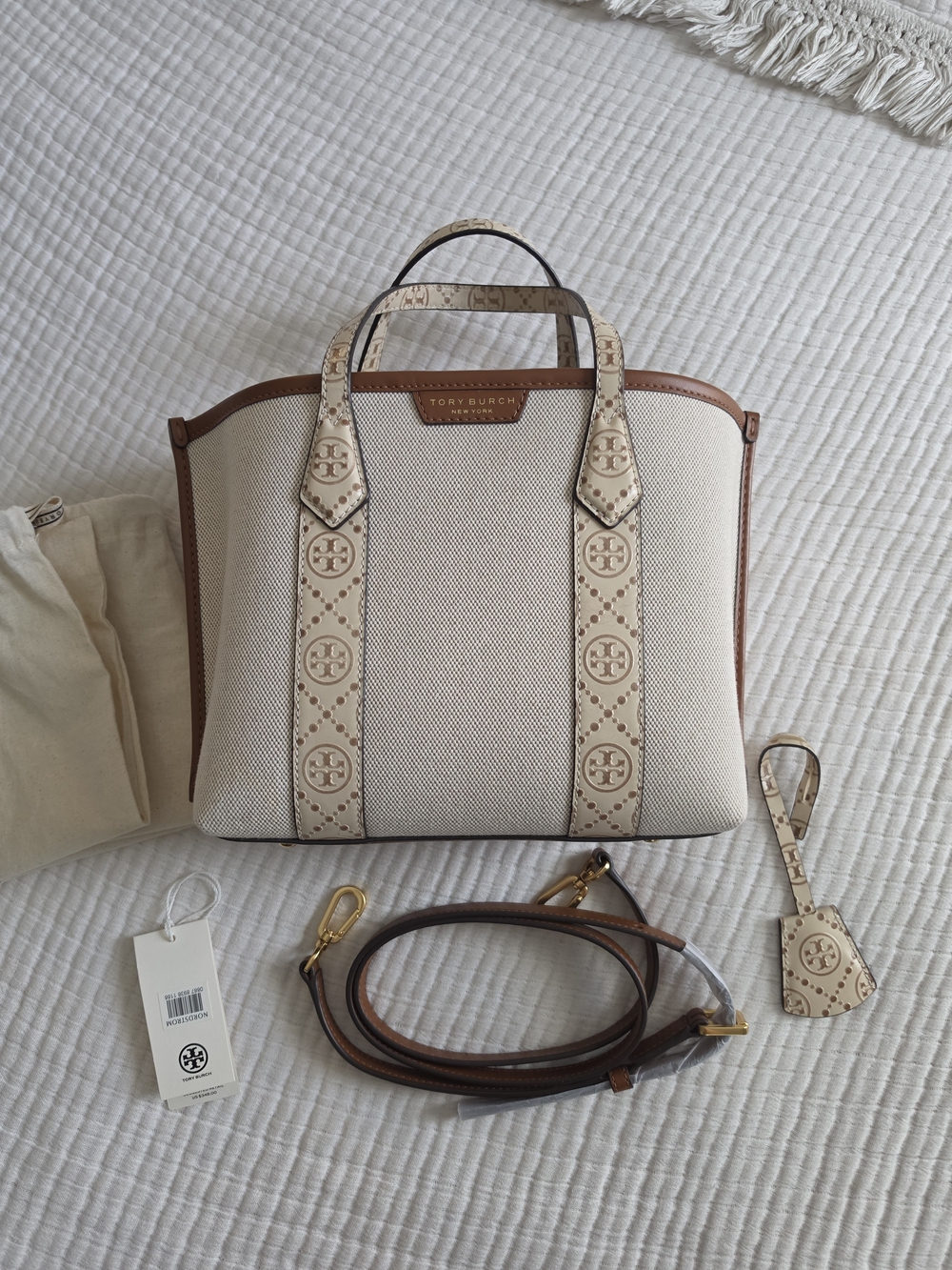 Tory Burch Perry Canvas Small Triple Compartment Tote